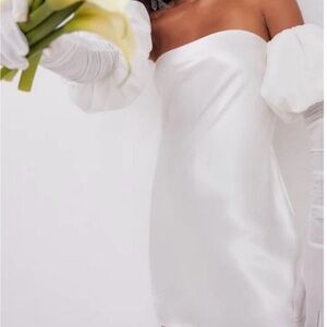 For Love And Lemons White Mini Dress with Gloves